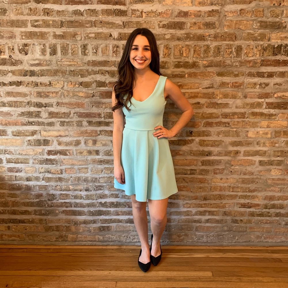 Light blue v neck flowy dress